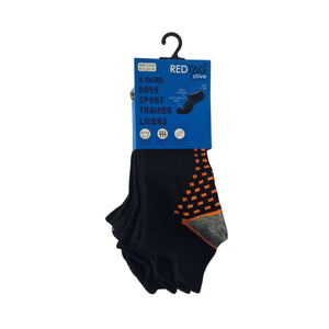 Boys' trainer socks with breathable mesh and dash design in bright colours, 5-pack