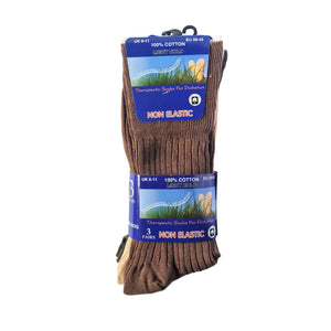 Men's diabetic cotton comfort socks in two colour sets, non-elastic 100% cotton for sensitive legs
