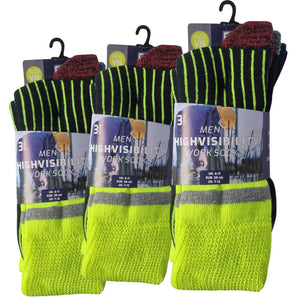 Men's hi-vis work socks 9 pack value bundle - high visibility safety socks