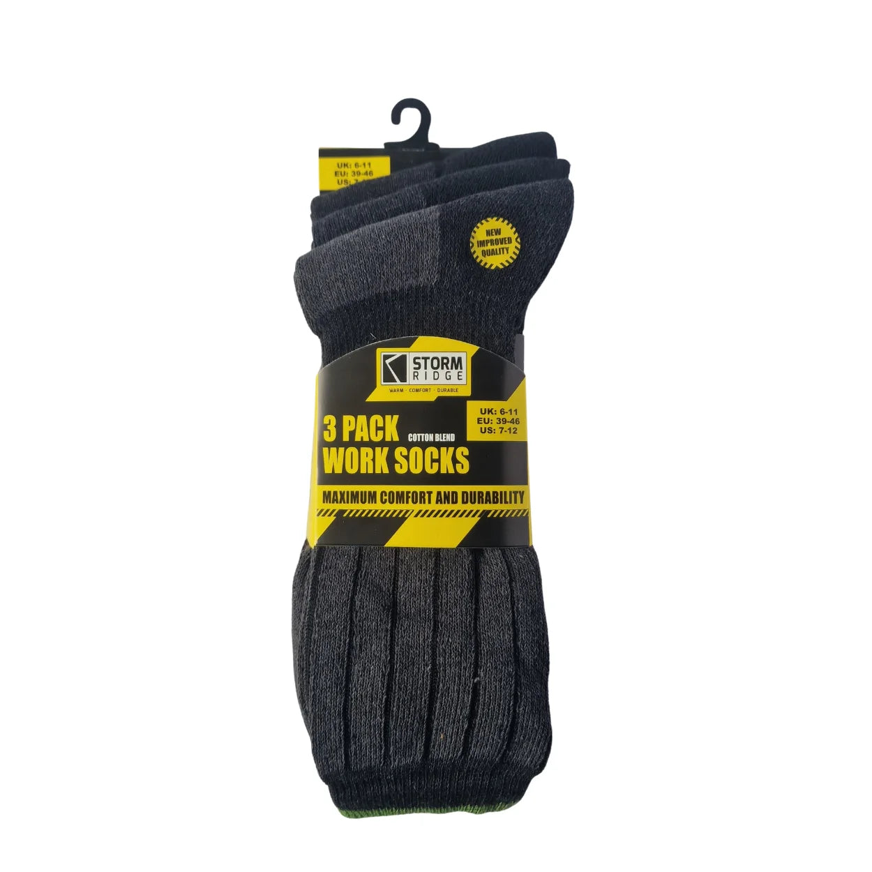 Men's hardwearing work socks in bold colours, durable for long shifts and daily wear, 3-pack