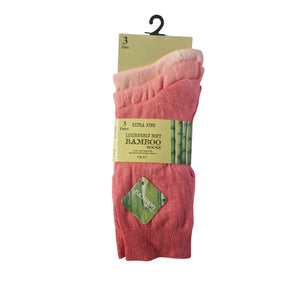 Women's bamboo socks in pastel colours (greens, peaches, pinks, browns), soft bamboo blend, 3-pack