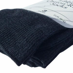 Pack of womens black cotton socks with a visible brand label on a white background