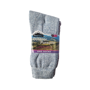 Women's outdoor boot socks in light blue, purple and red, warm cotton-rich for winter, 3-pack