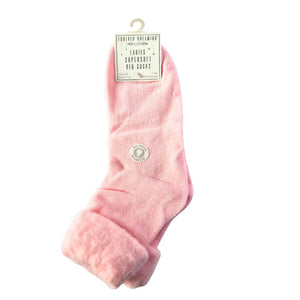 Women's supersoft bed socks with gripper sole in pastel colours (blue, pink, purple), non-slip