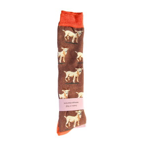 Women's supersoft welly socks with farm animal designs (cows, goats, pigs, geese), cosy and fun