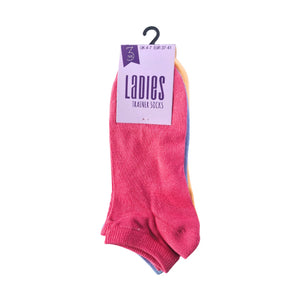 Women's trainer socks in soft pastel shades, low-cut breathable fabric, 3-pack