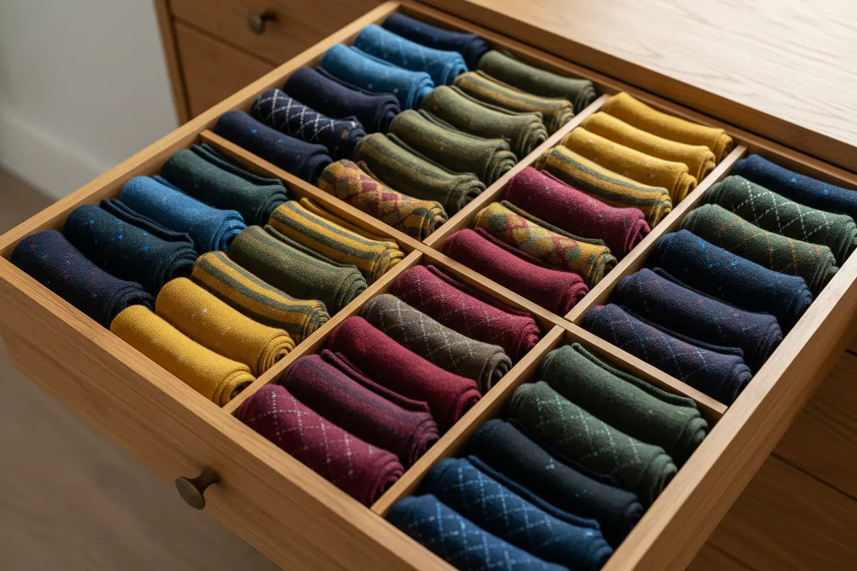 Different types of premium socks displayed - everyday, active, and warm styles