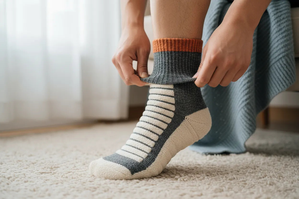 Cushioned work socks showing thick padded sole for blister prevention