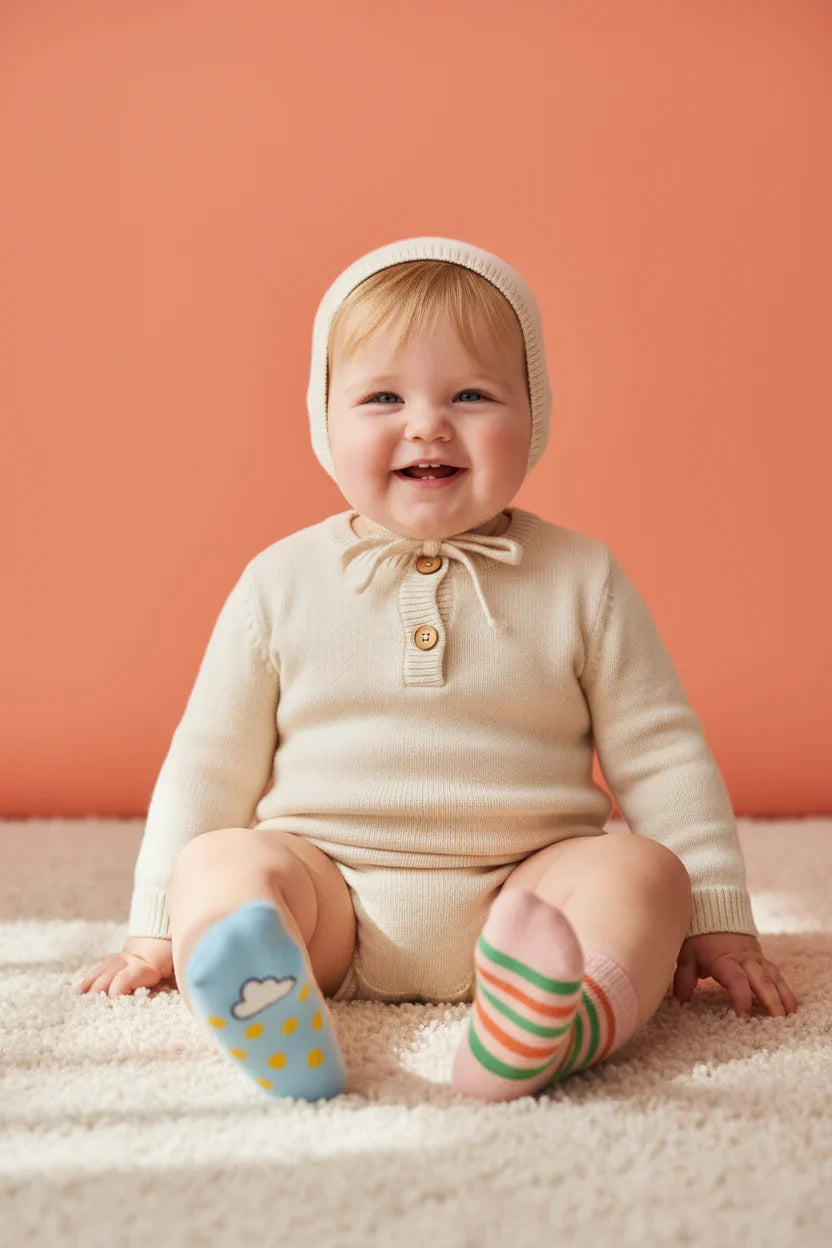 Baby and toddler wearing soft comfortable socks
