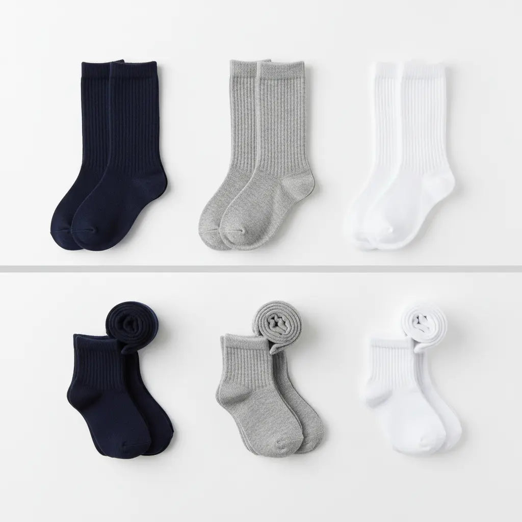 Kids wearing durable school socks for everyday uniform wear
