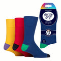 Men's gentle grip comfort socks in cobalt with colour burst design, pressure-free for sensitive legs