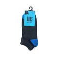 Boys' black trainer socks with colourful heel and toe accents in blue, red and green, 3-pack