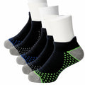 Set of black ankle socks with green and grey accents on a white background