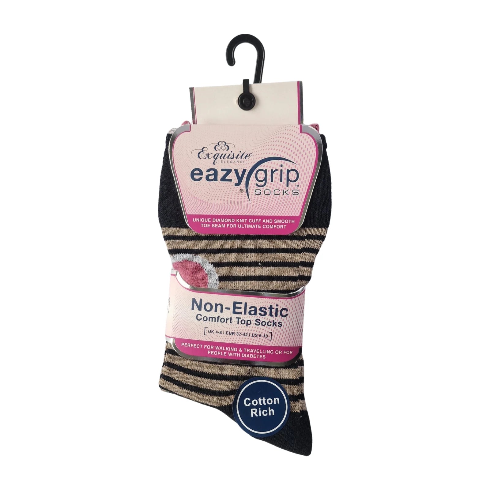 Women's diabetic Eazygrip non-elastic comfort socks, gentle on sensitive legs and circulation, 3-pack