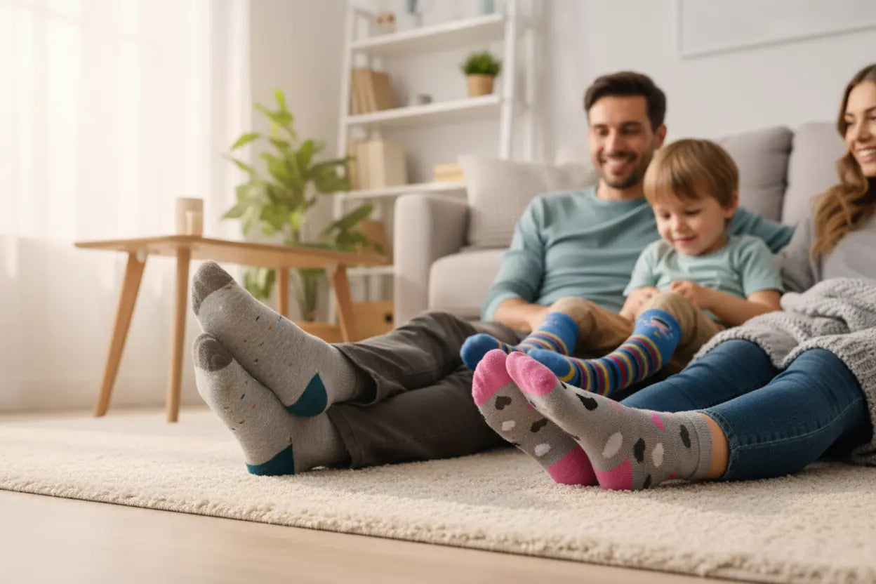 Family lifestyle lookbook with matching sock styles - Underfoot collection