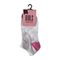 Girls' white trainer socks with colourful heel and toe accents in pink, yellow and light green, 3-pack