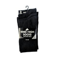 Kids' knee-high school socks in black, cotton-rich for school uniforms