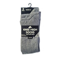 Kids' knee-high school socks in grey, cotton-rich for school uniforms 3 pairs