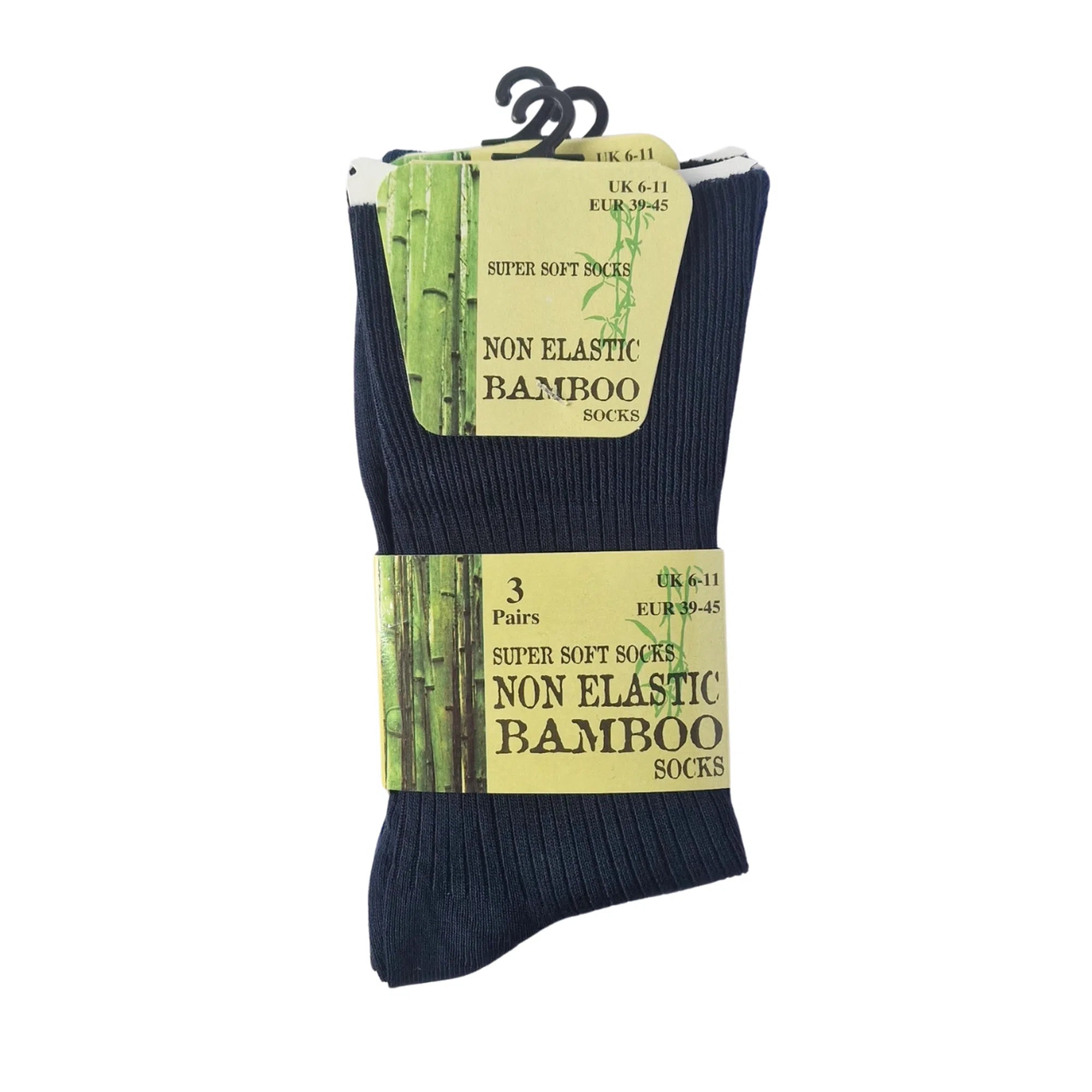 Men's bamboo comfort socks with non-elastic top, soft bamboo viscose for sensitive legs, 3-pack