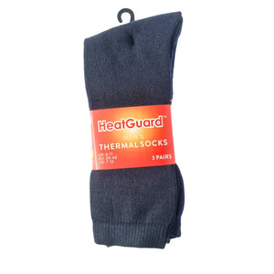 Pack of three pairs of HeatGuard men's thermal socks on a white background