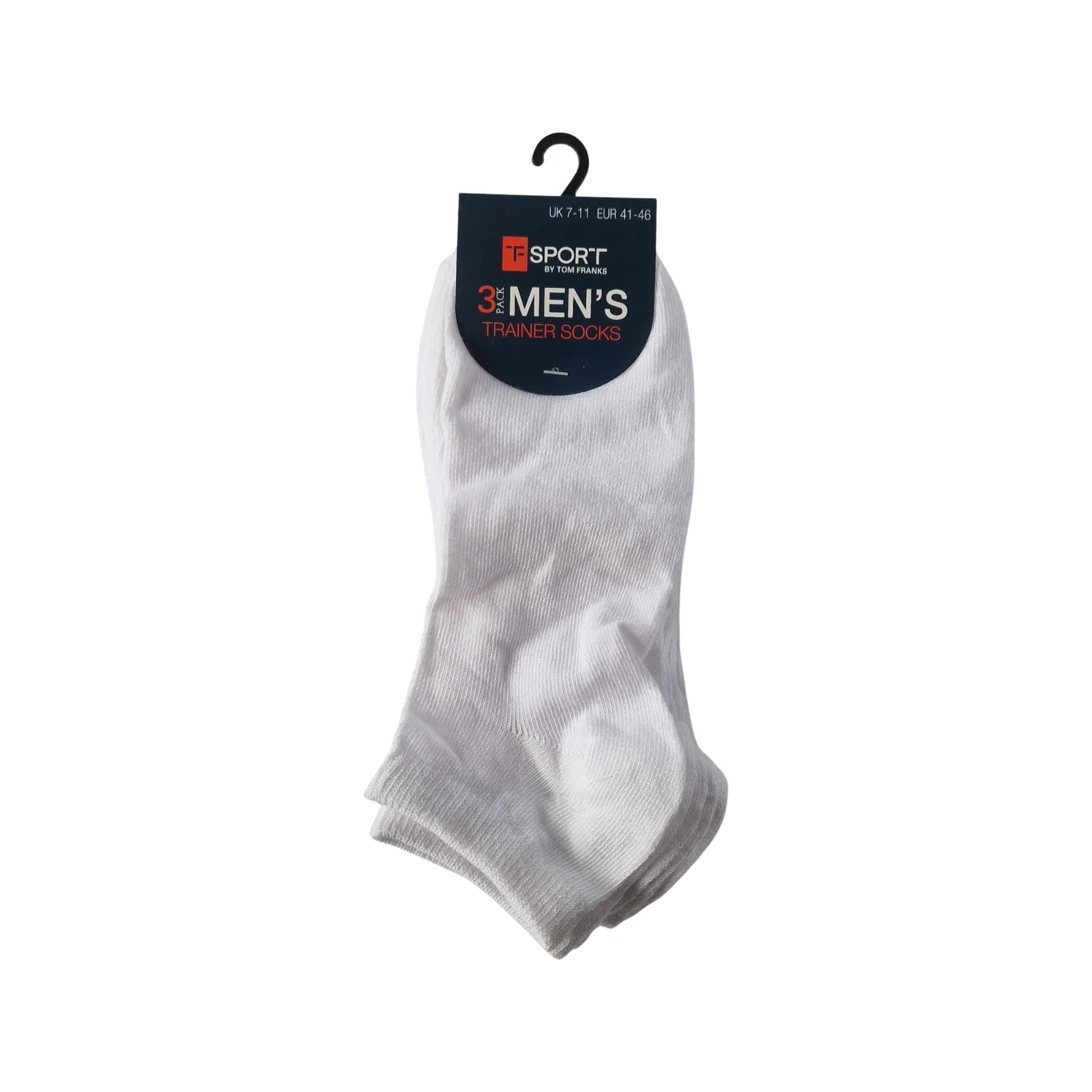 Men's white trainer socks, breathable lightweight performance fabric for gym and everyday wear, 3-pack