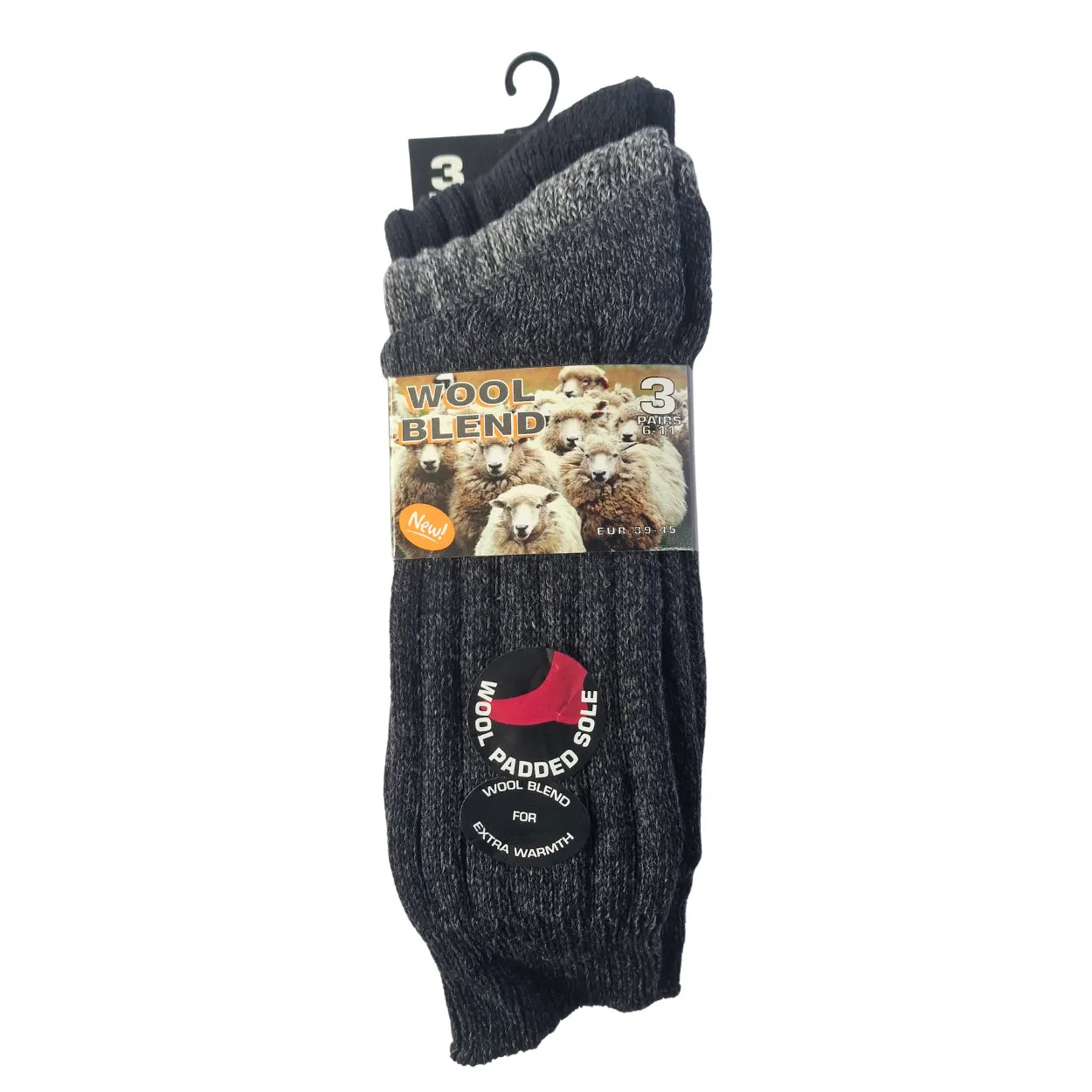 Men's wool blend thermal socks 3 pack in two colours, extra warm for cold weather