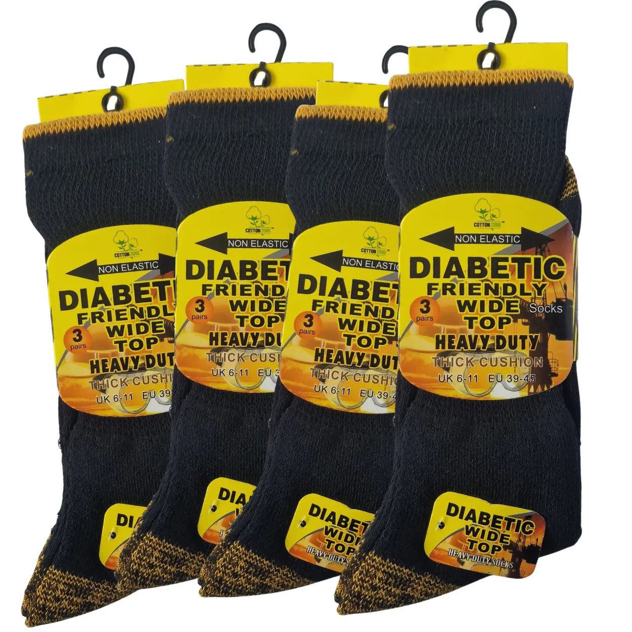 Men's cushion work socks non-elastic 12 pack - value bundle work socks