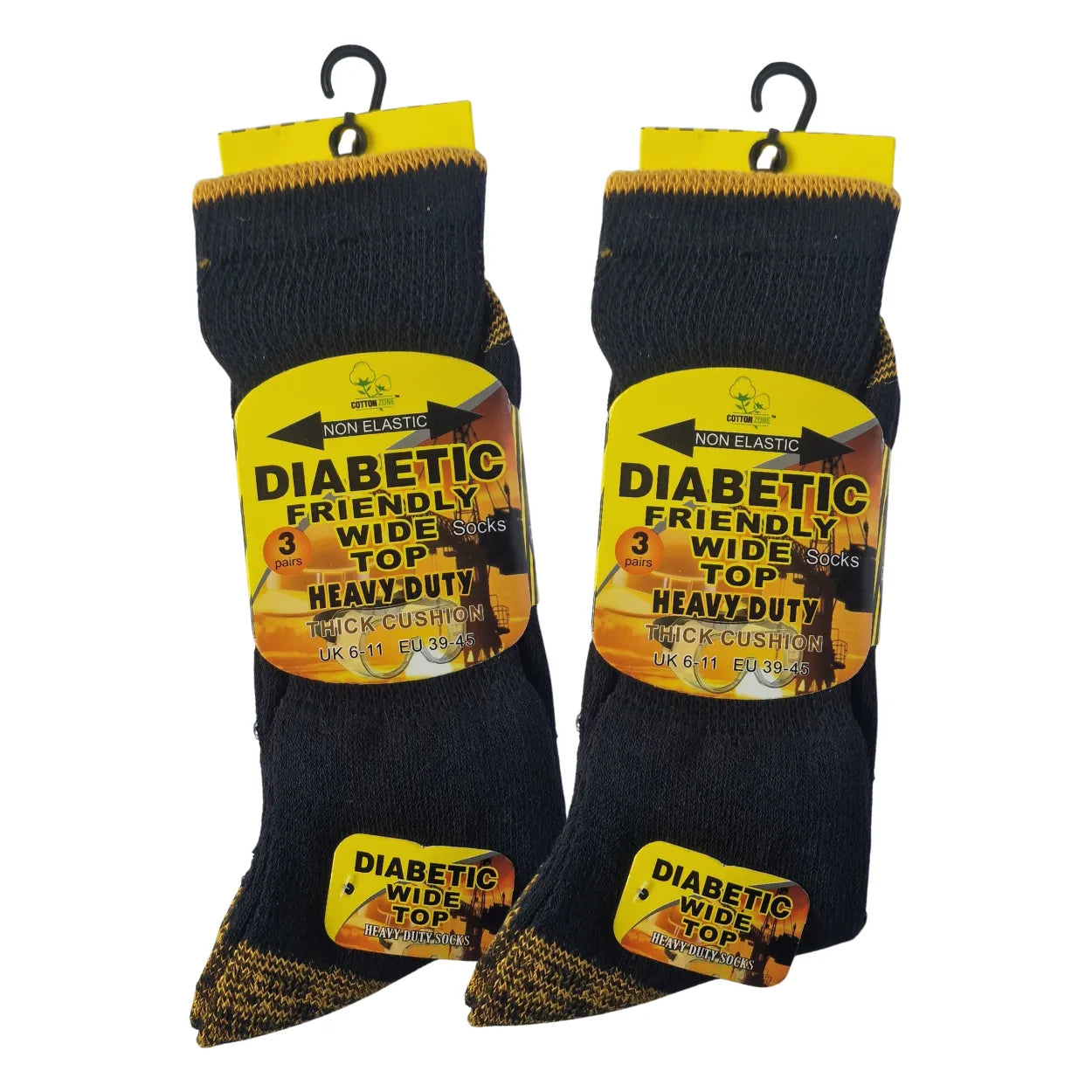 Men's cushion work socks non-elastic 6 pack - extra comfort work socks bundle