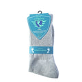 Women's diabetic socks in grey, white and blue with non-elastic top for sensitive legs, 3-pack
