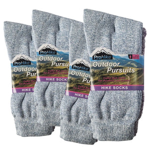 Three pairs of ProHike outdoor pursuits hike socks on a white background