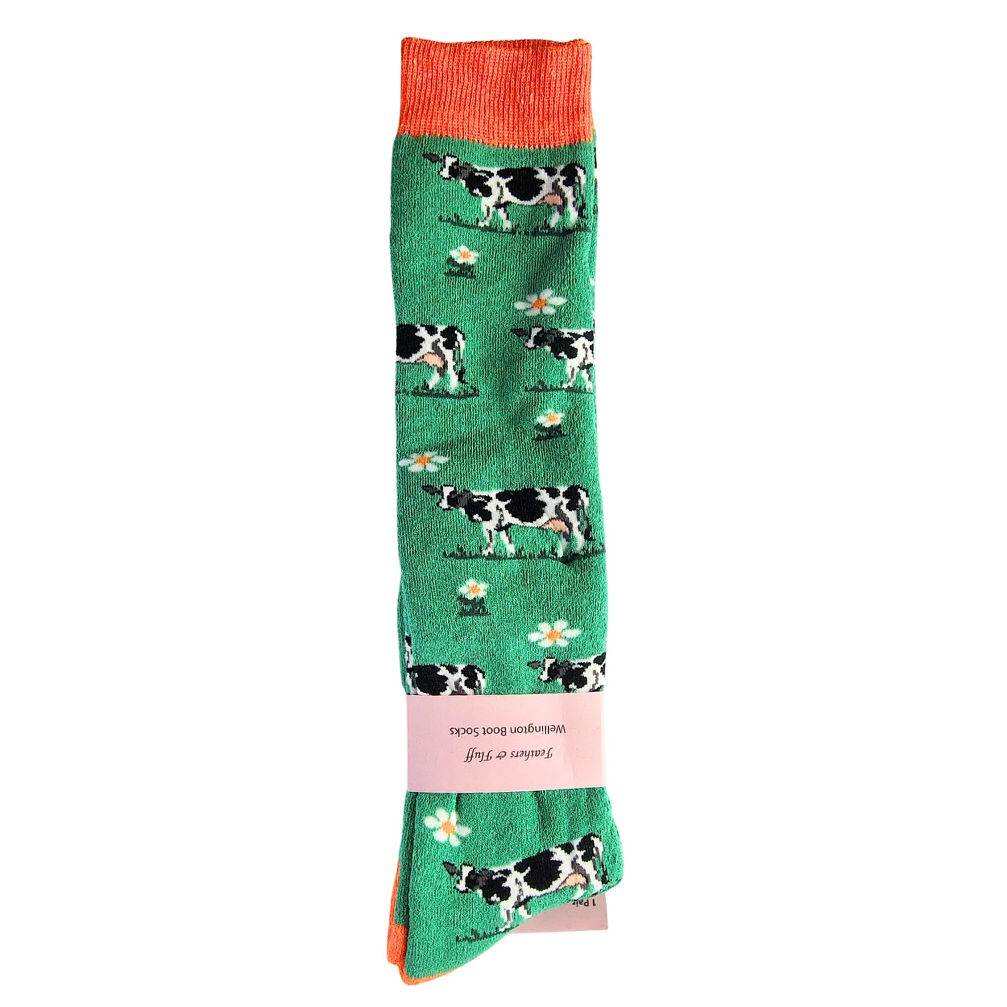 Women's supersoft welly socks with farm animal designs (cows, goats, pigs, geese), cosy and fun