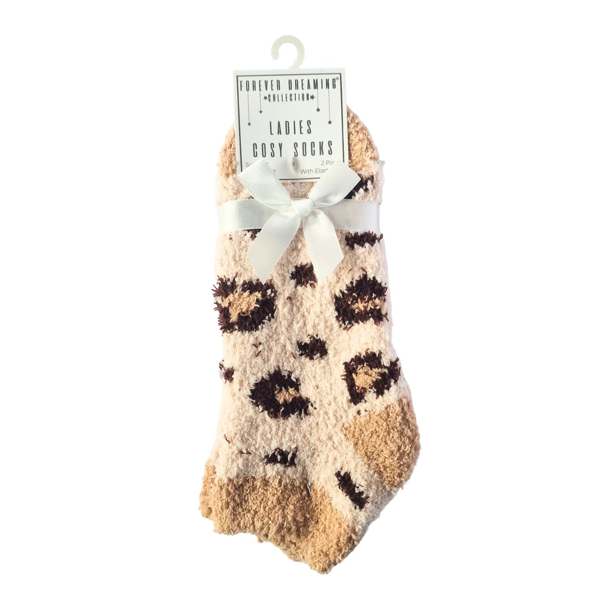 Women's cosy trainer liner socks with fleece lining and animal print in brown or grey, low-cut, 2-pack