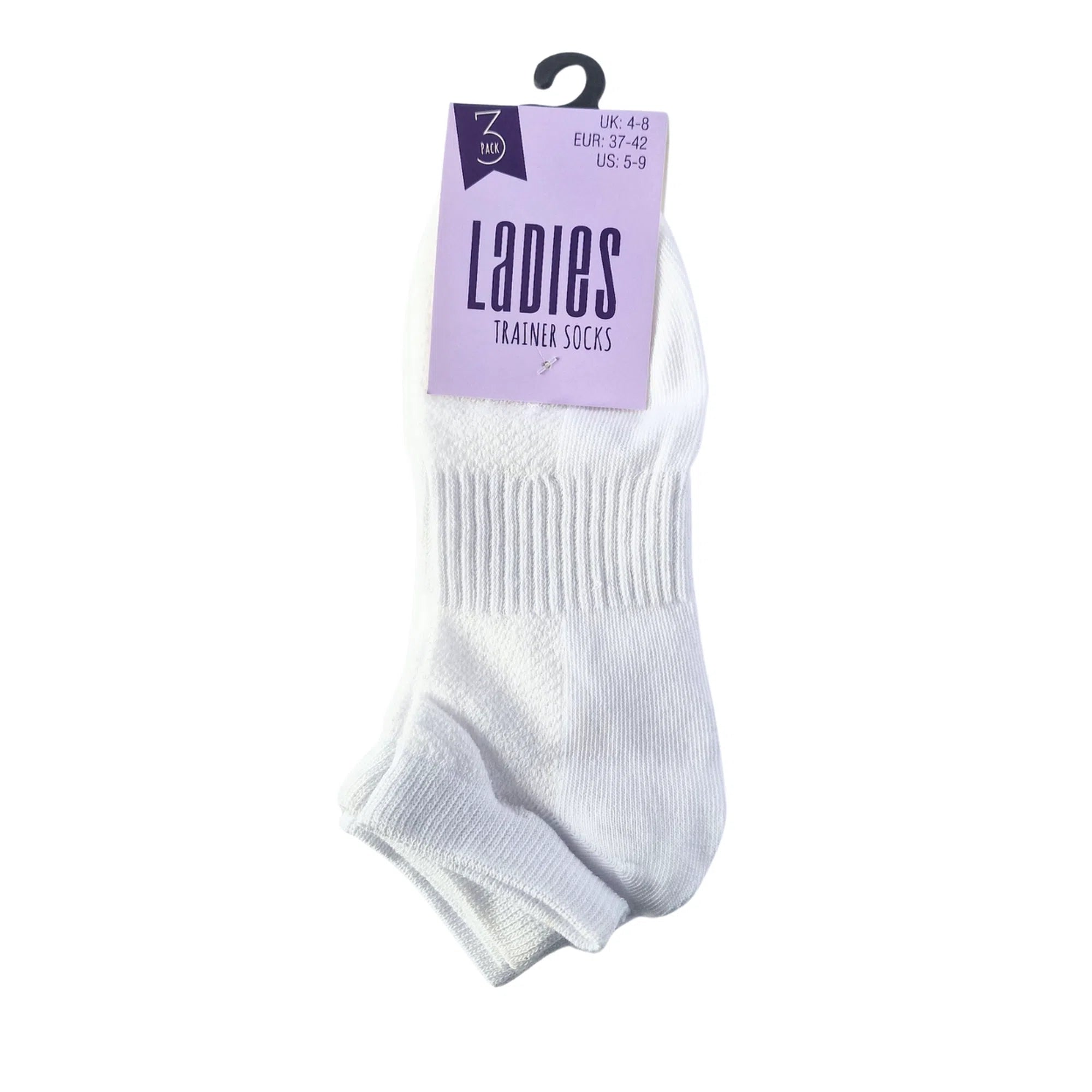Womens trainer socks white on a white background